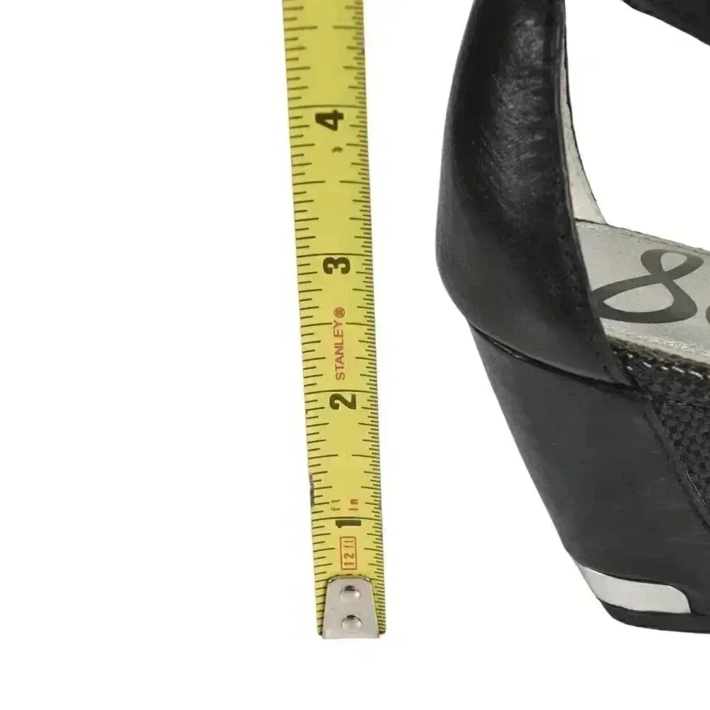 Sam Edelman Leather Wedge Sandal Heel  Black Size 6 - Picture 14 of 14
